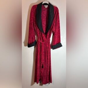 KAYANNA  Sz M tassel Belt Contrasting Collar Slinky Long Line Long Sleeve Robe